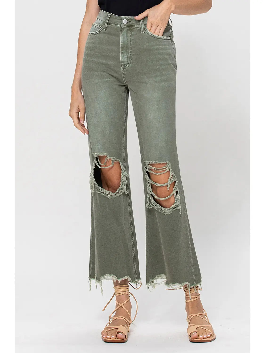 Crop Flared Denim Jeans